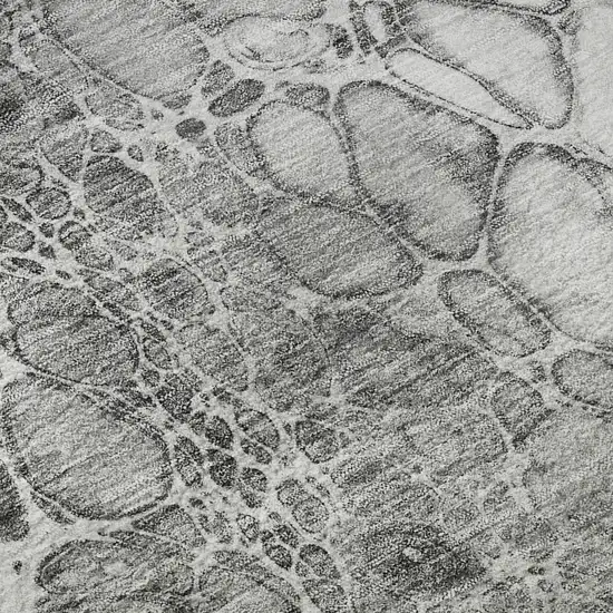 Gray And Silver Abstract Washable Area Rug With UV Protection Photo 9