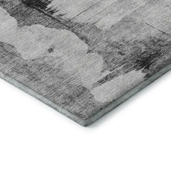 Gray And Silver Abstract Washable Area Rug With UV Protection Photo 6
