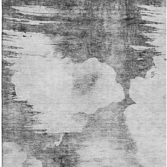 Gray And Silver Abstract Washable Area Rug With UV Protection Photo 3