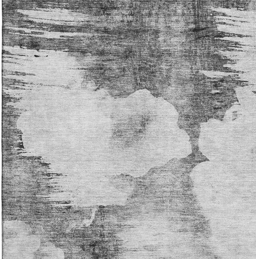 Gray And Silver Abstract Washable Area Rug With UV Protection Photo 3