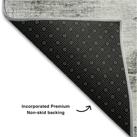Gray And Silver Abstract Washable Area Rug With UV Protection Photo 6