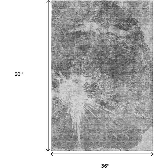 Gray And Silver Abstract Washable Area Rug With UV Protection Photo 3