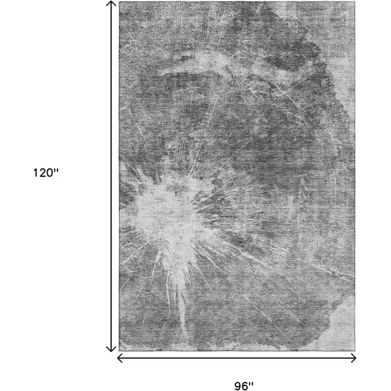 Gray And Silver Abstract Washable Area Rug With UV Protection Photo 3