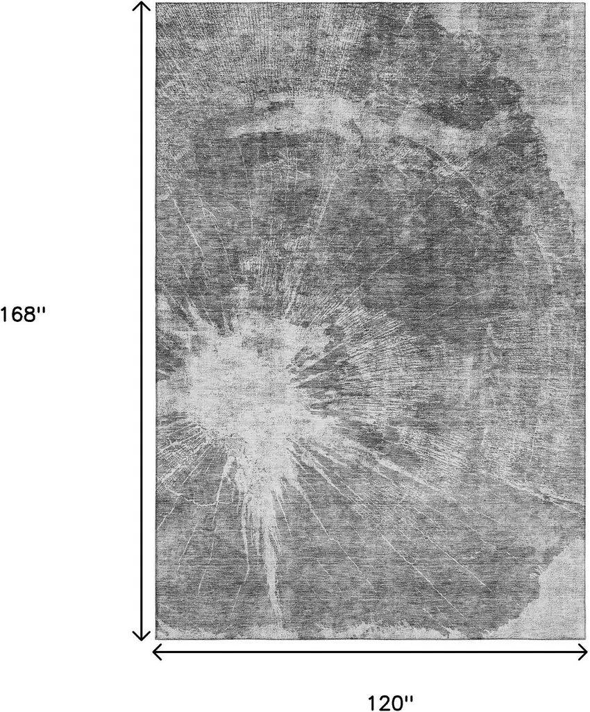 Gray And Silver Abstract Washable Area Rug With UV Protection Photo 3