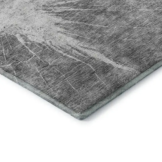 Gray And Silver Abstract Washable Area Rug With UV Protection Photo 7