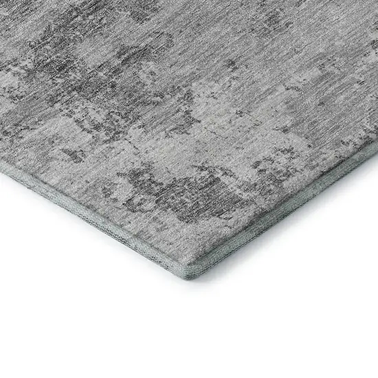 Gray And Silver Abstract Washable Area Rug With UV Protection Photo 8