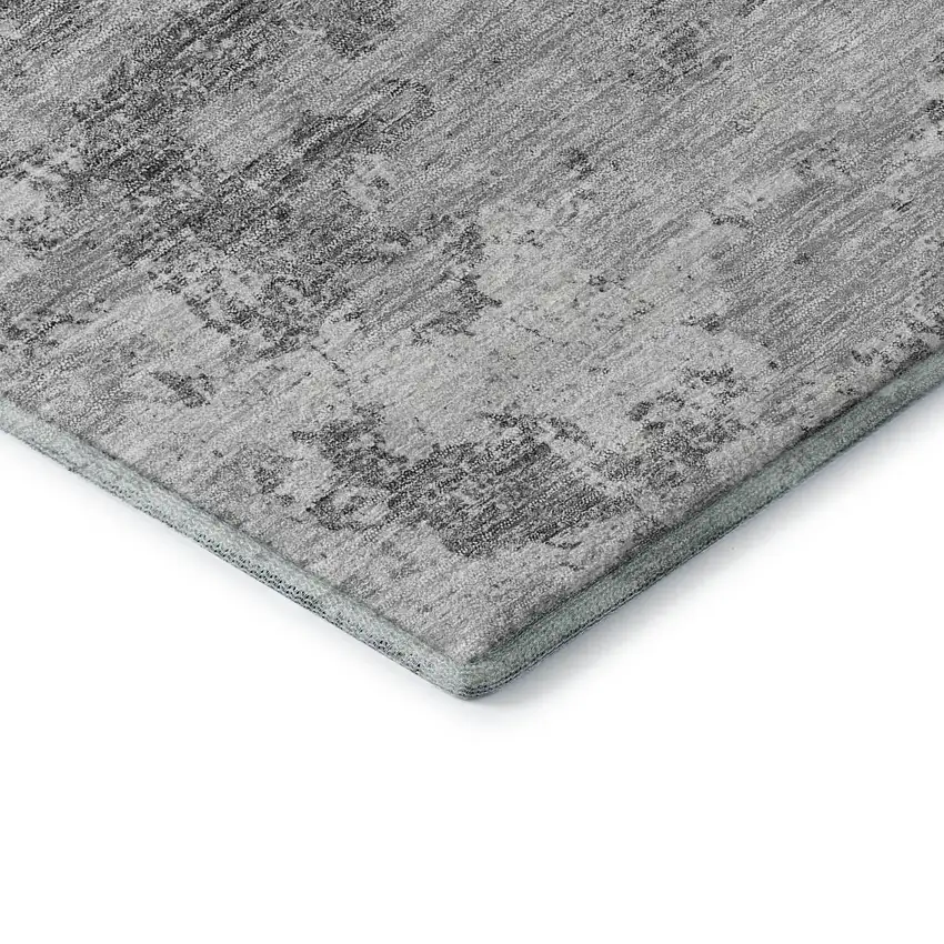 Gray And Silver Abstract Washable Area Rug With UV Protection Photo 7