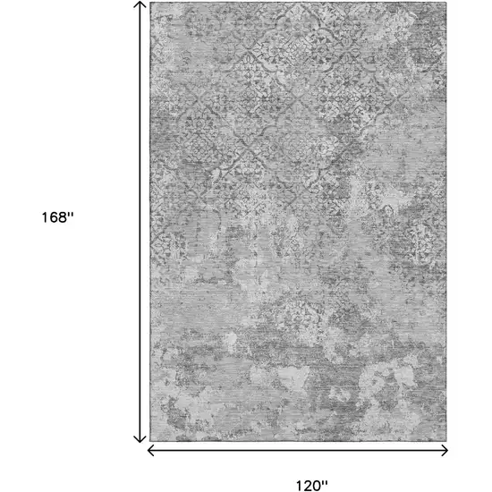 Gray And Silver Abstract Washable Area Rug With UV Protection Photo 3