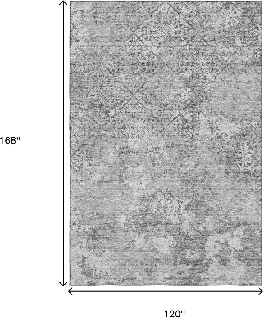 Gray And Silver Abstract Washable Area Rug With UV Protection Photo 3