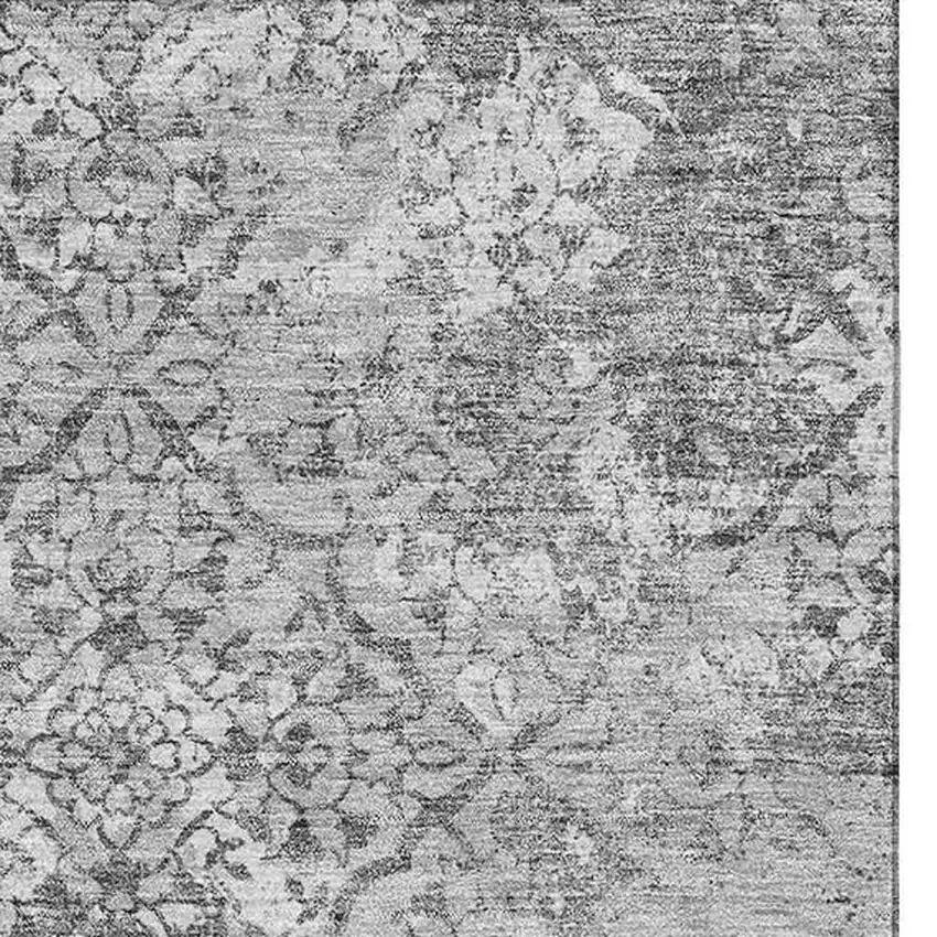 Gray And Silver Abstract Washable Area Rug With UV Protection Photo 4