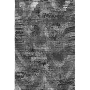 Photo of Gray And Silver Abstract Washable Area Rug With UV Protection