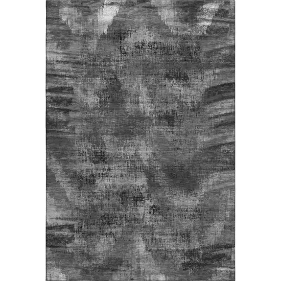 Gray And Silver Abstract Washable Area Rug With UV Protection Photo 1