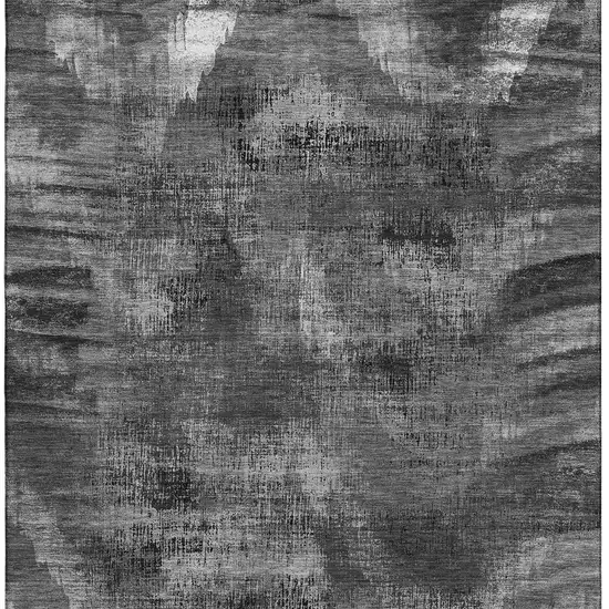 Gray And Silver Abstract Washable Area Rug With UV Protection Photo 4