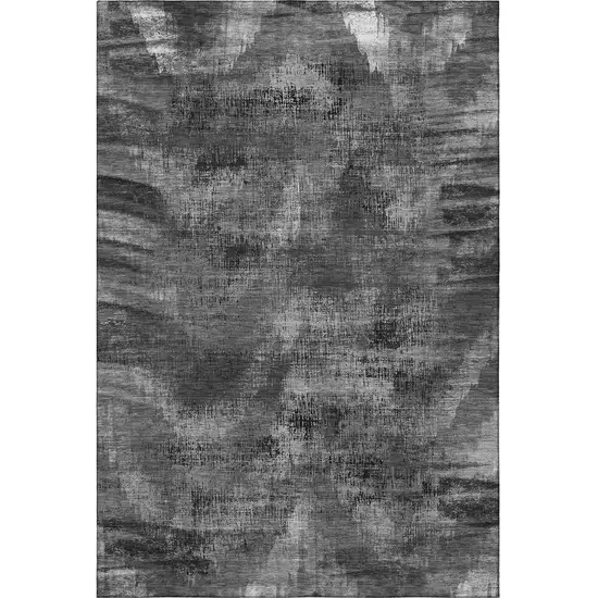 Gray And Silver Abstract Washable Area Rug With UV Protection Photo 4