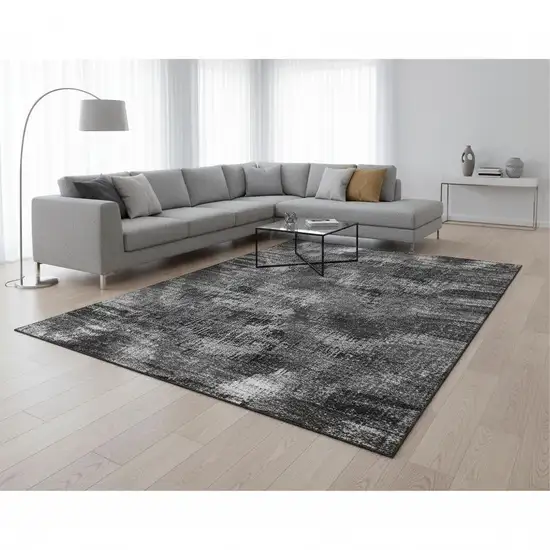 Gray And Silver Abstract Washable Area Rug With UV Protection Photo 2