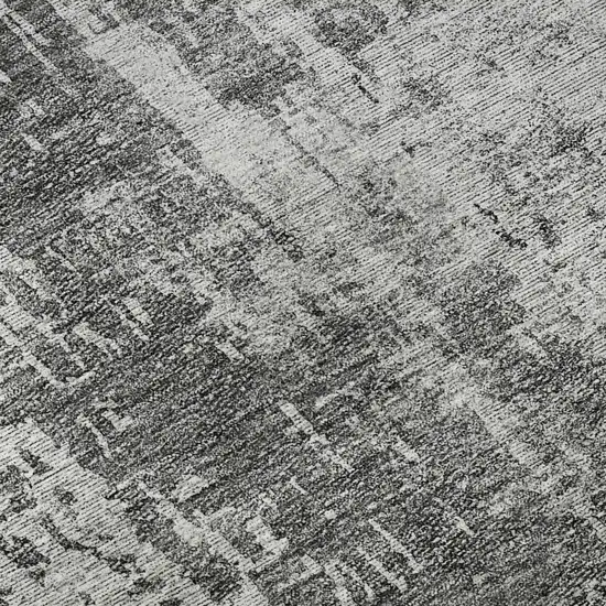 Gray And Silver Abstract Washable Area Rug With UV Protection Photo 8