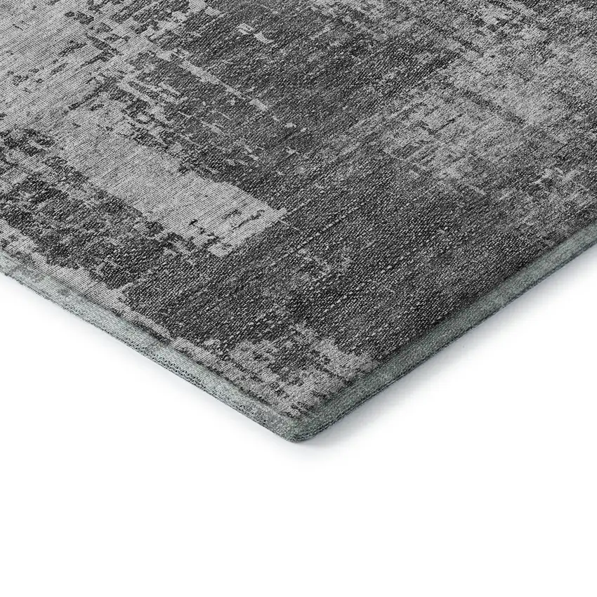 Gray And Silver Abstract Washable Area Rug With UV Protection Photo 8