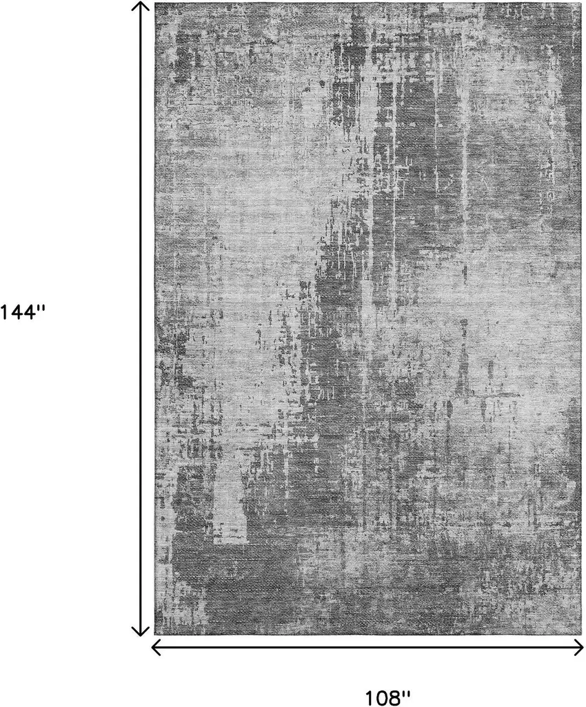 Gray And Silver Abstract Washable Area Rug With UV Protection Photo 3