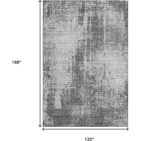 Gray And Silver Abstract Washable Area Rug With UV Protection Photo 3