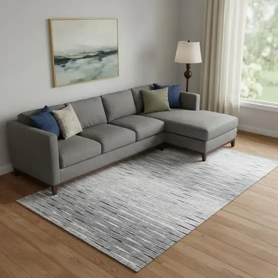 Gray And Silver Abstract Washable Area Rug With UV Protection Photo 1
