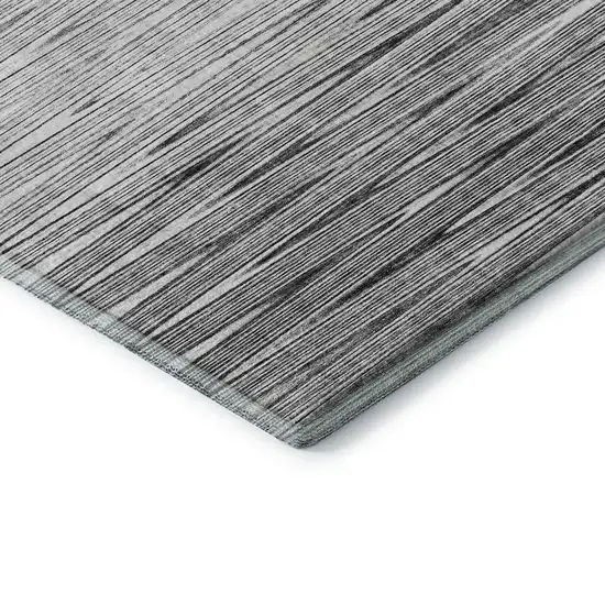 Gray And Silver Abstract Washable Area Rug With UV Protection Photo 8