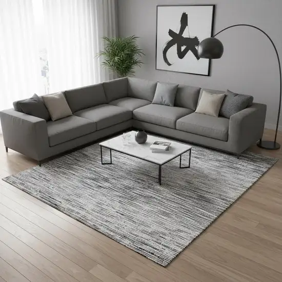 Gray And Silver Abstract Washable Area Rug With UV Protection Photo 2