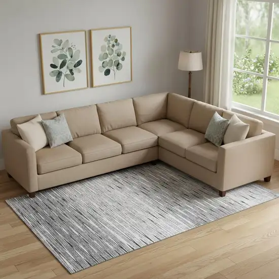 Gray And Silver Abstract Washable Area Rug With UV Protection Photo 1