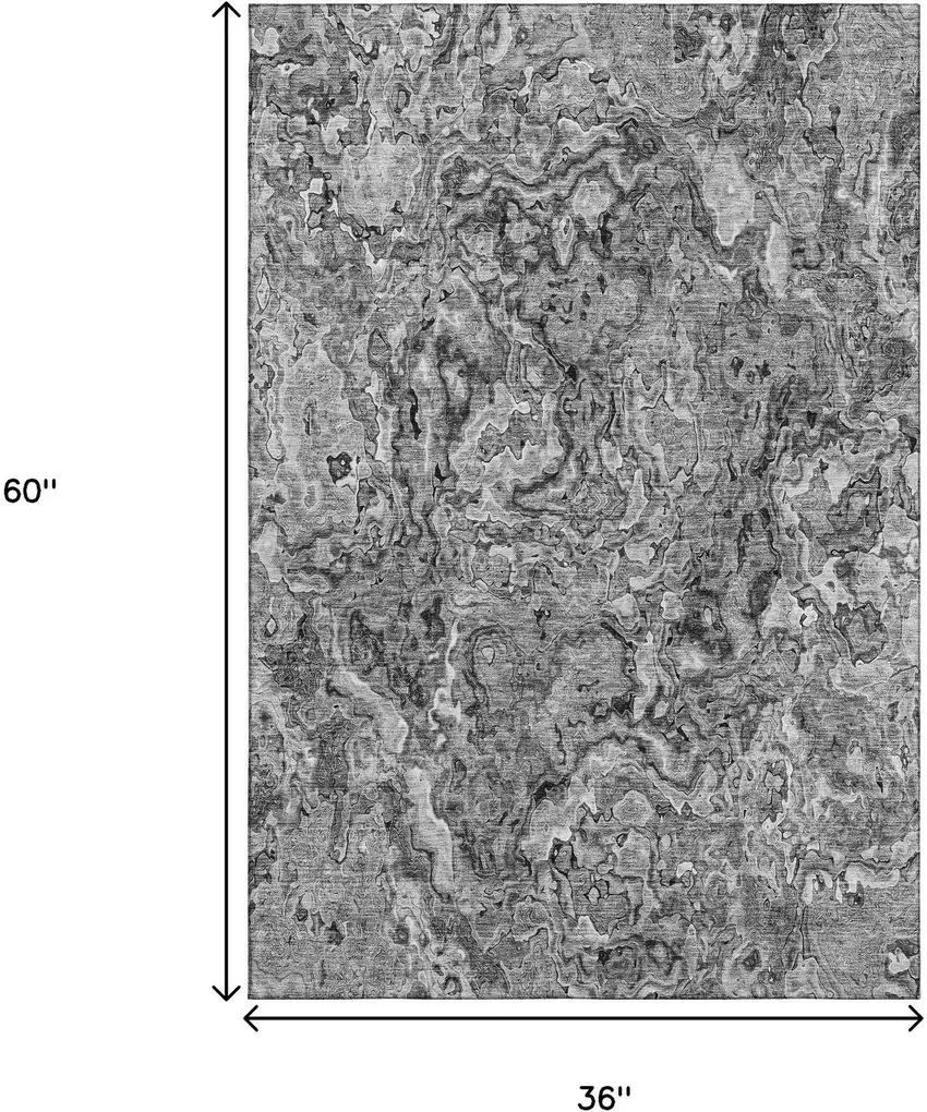Gray And Silver Abstract Washable Area Rug With UV Protection Photo 3