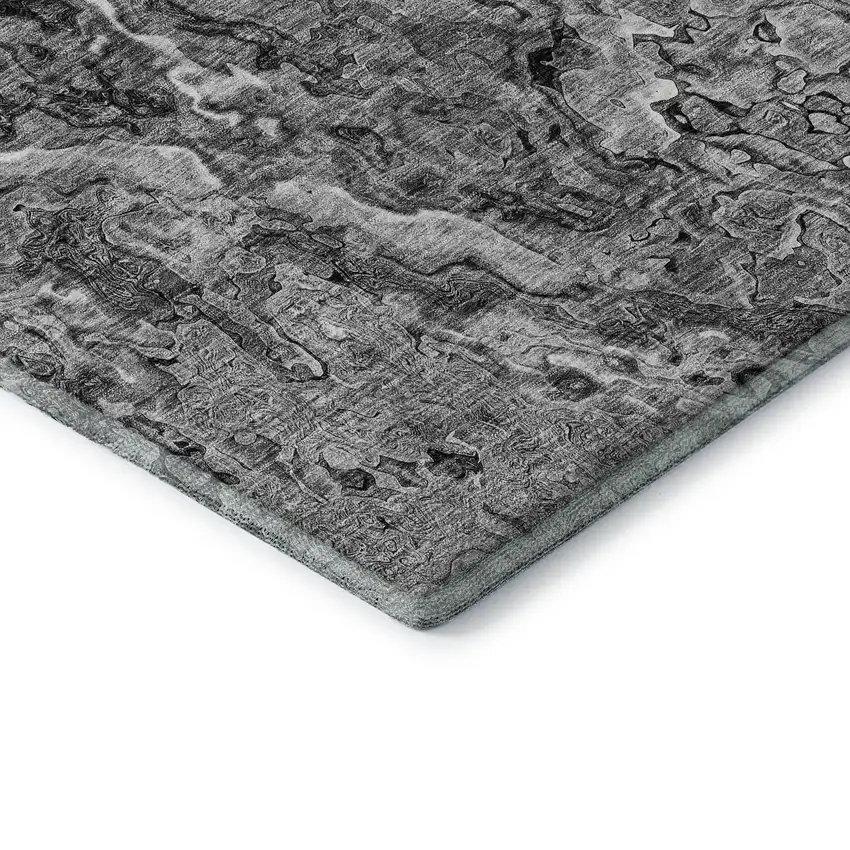 Gray And Silver Abstract Washable Area Rug With UV Protection Photo 8