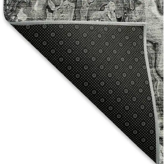 Gray And Silver Abstract Washable Area Rug With UV Protection Photo 7