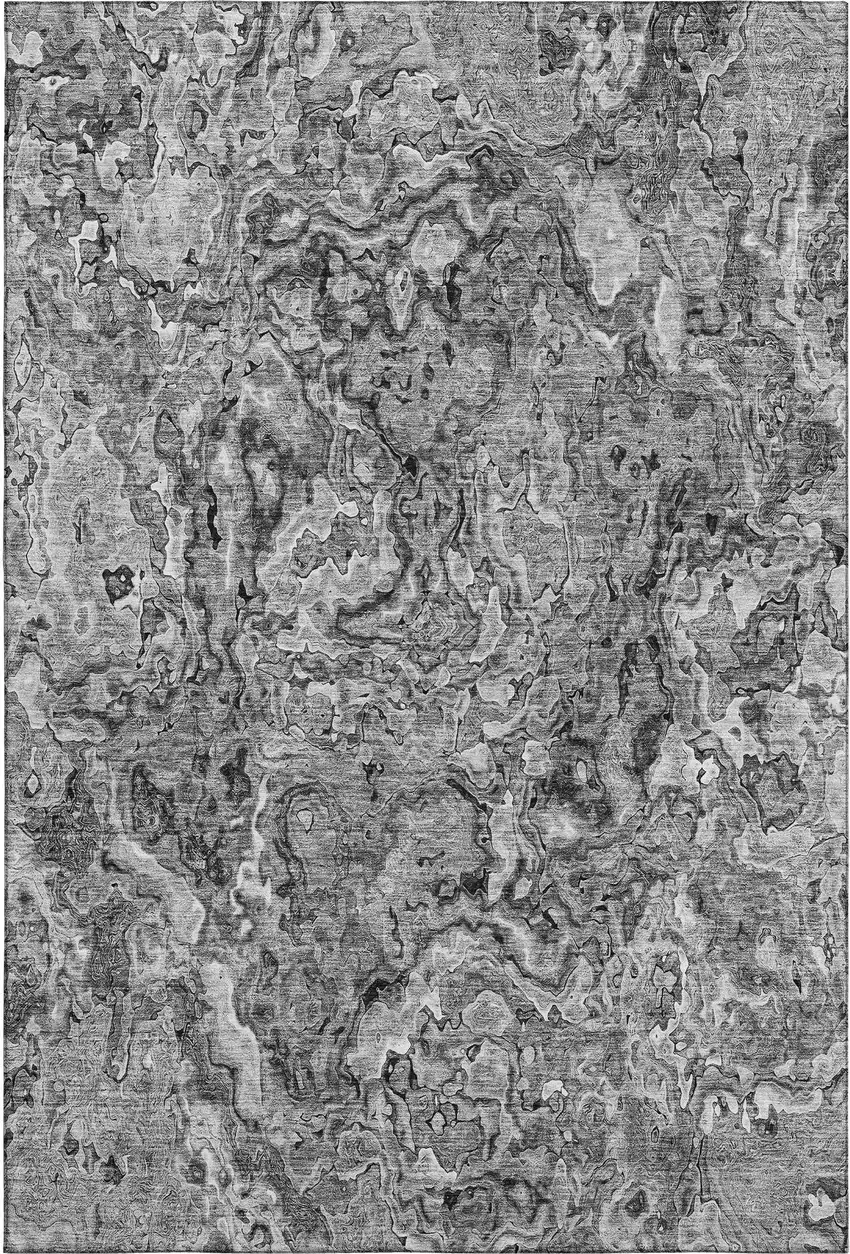 Gray And Silver Abstract Washable Area Rug With UV Protection Photo 1