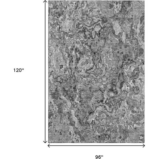 Gray And Silver Abstract Washable Area Rug With UV Protection Photo 3