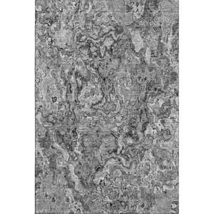 Photo of Gray And Silver Abstract Washable Area Rug With UV Protection