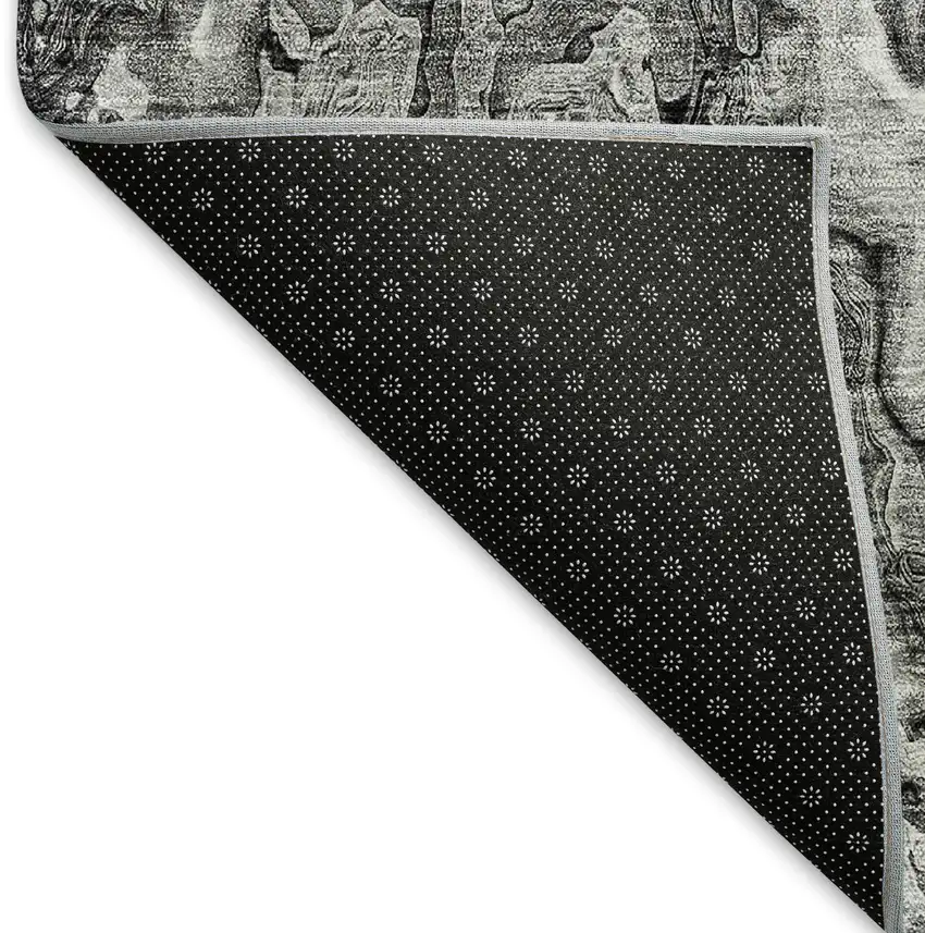 Gray And Silver Abstract Washable Area Rug With UV Protection Photo 7