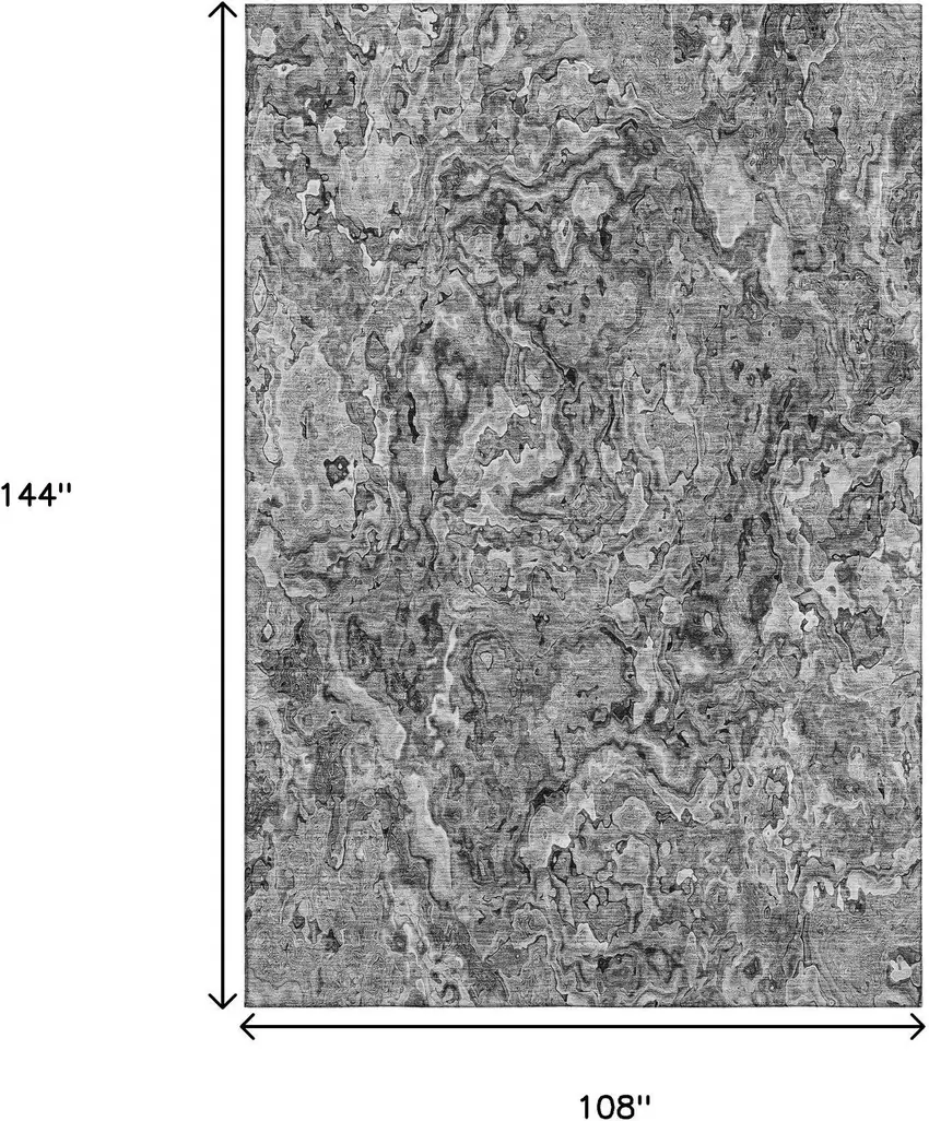 Gray And Silver Abstract Washable Area Rug With UV Protection Photo 3