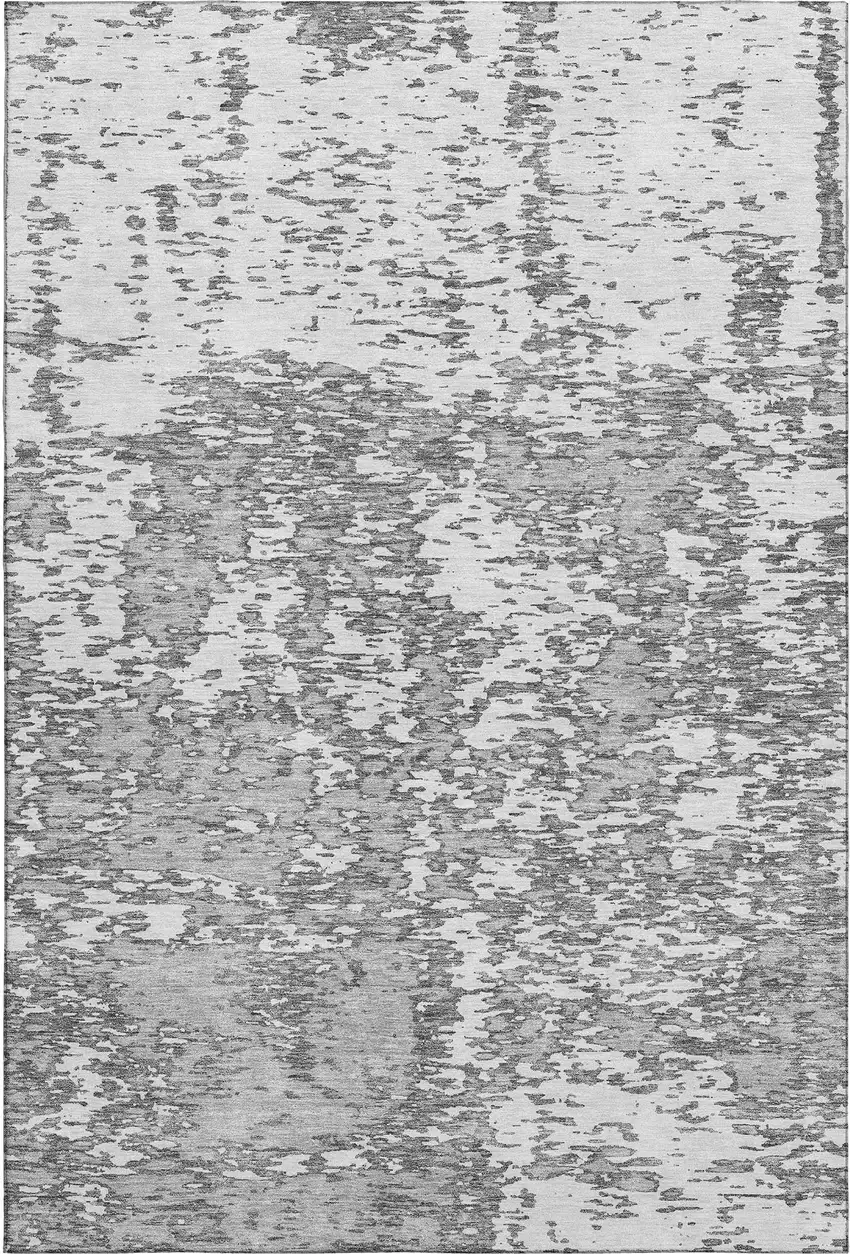 Gray And Silver Abstract Washable Area Rug With UV Protection Photo 1