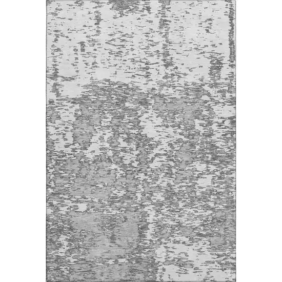 Gray And Silver Abstract Washable Area Rug With UV Protection Photo 1