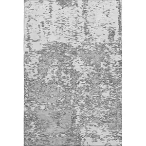Photo of Gray And Silver Abstract Washable Area Rug With UV Protection