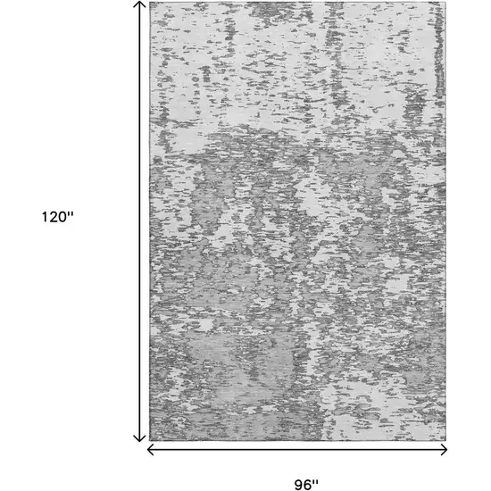 Gray And Silver Abstract Washable Area Rug With UV Protection Photo 8