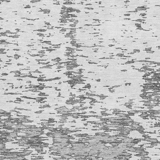 Gray And Silver Abstract Washable Area Rug With UV Protection Photo 2