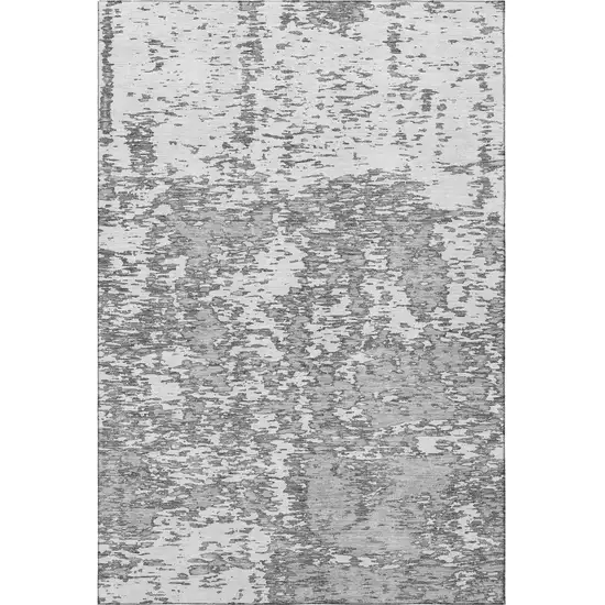 Gray And Silver Abstract Washable Area Rug With UV Protection Photo 3