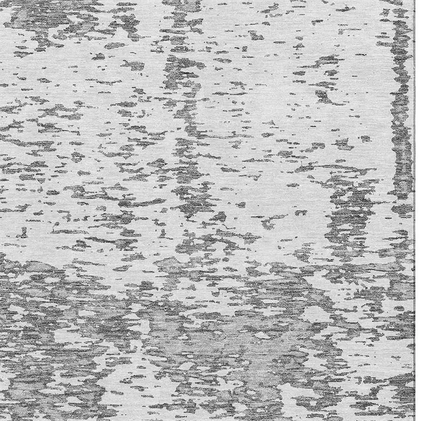 Gray And Silver Abstract Washable Area Rug With UV Protection Photo 2