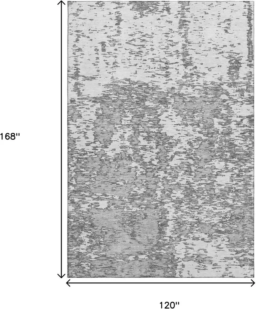 Gray And Silver Abstract Washable Area Rug With UV Protection Photo 9