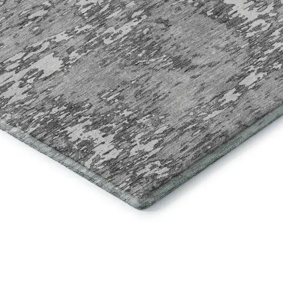 Gray And Silver Abstract Washable Area Rug With UV Protection Photo 6