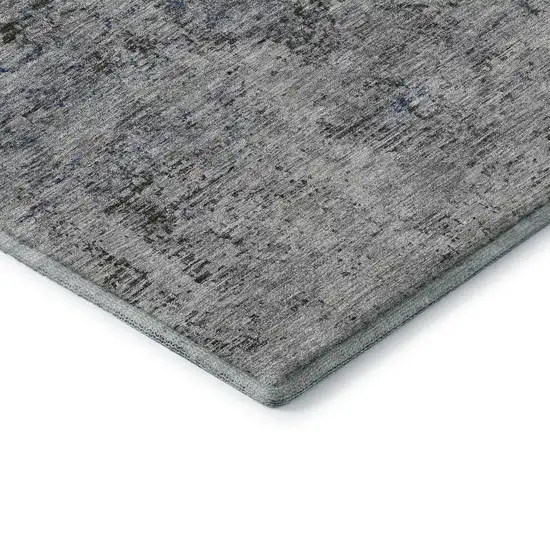 Gray And Silver Abstract Washable Area Rug With UV Protection Photo 7