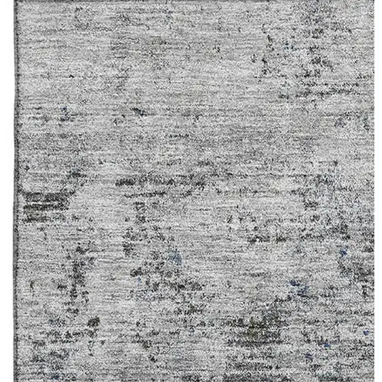 Gray And Silver Abstract Washable Area Rug With UV Protection Photo 3