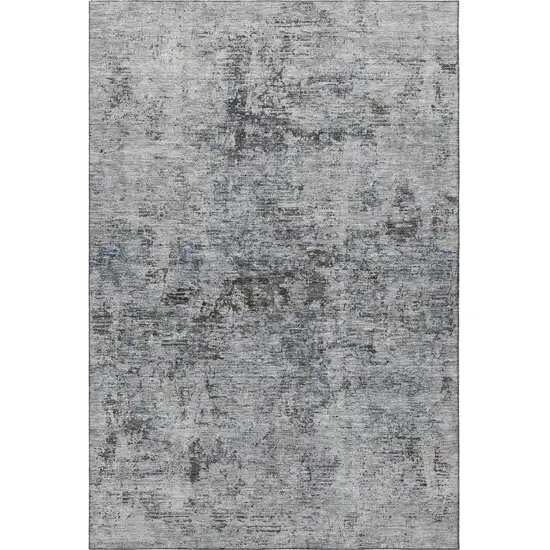 Gray And Silver Abstract Washable Area Rug With UV Protection Photo 3