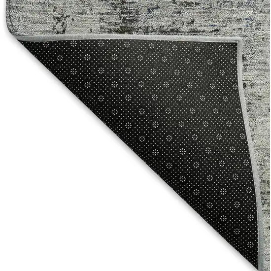 Gray And Silver Abstract Washable Area Rug With UV Protection Photo 6