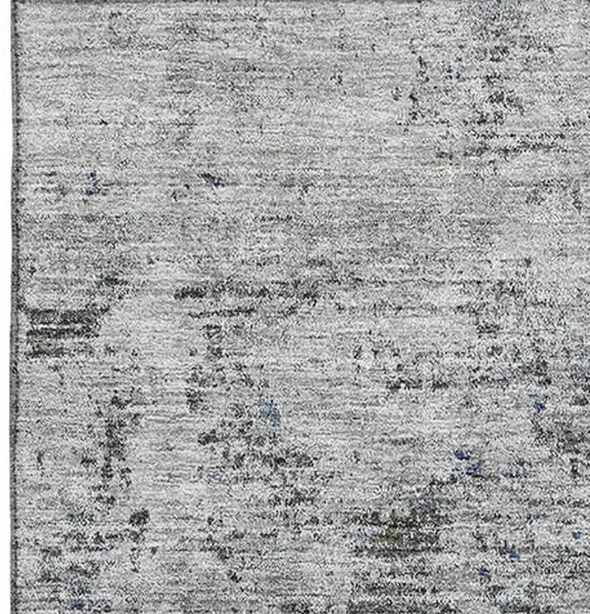 Gray And Silver Abstract Washable Area Rug With UV Protection Photo 3
