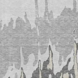 Photo of Gray And Silver Abstract Washable Area Rug With UV Protection